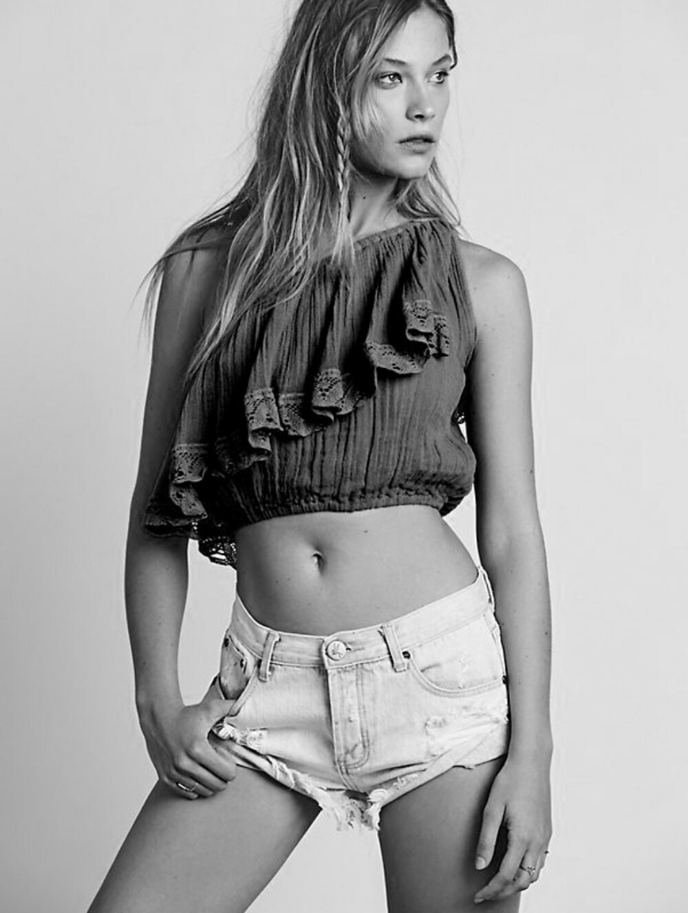 Jen's Pirate Booty x Free People Seville One Shoulder Top Black Gauze Medium